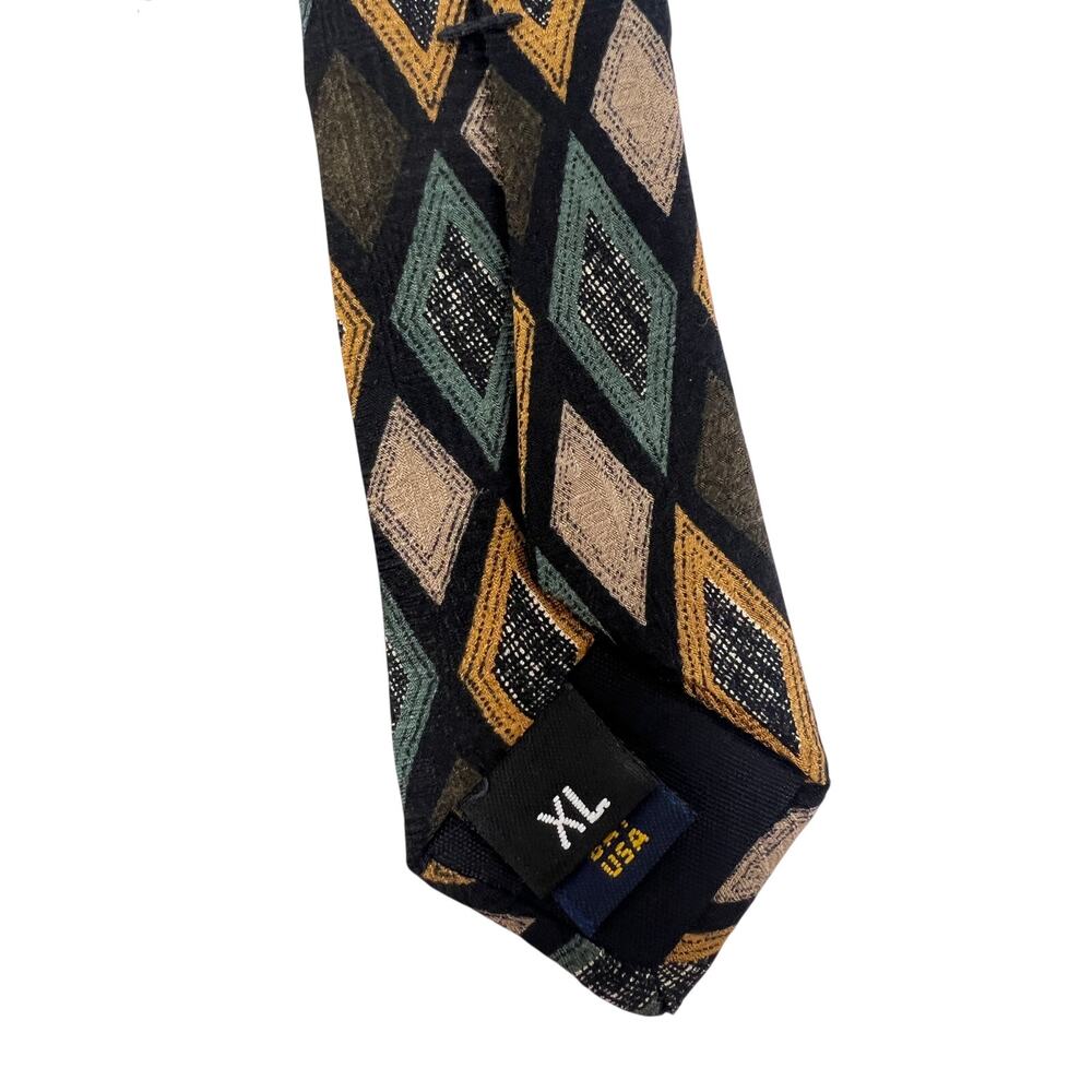 Natural Exchange Alexander Lloyd XL Repp Silk Tie Diamond Vintage - Picture 8 of 10